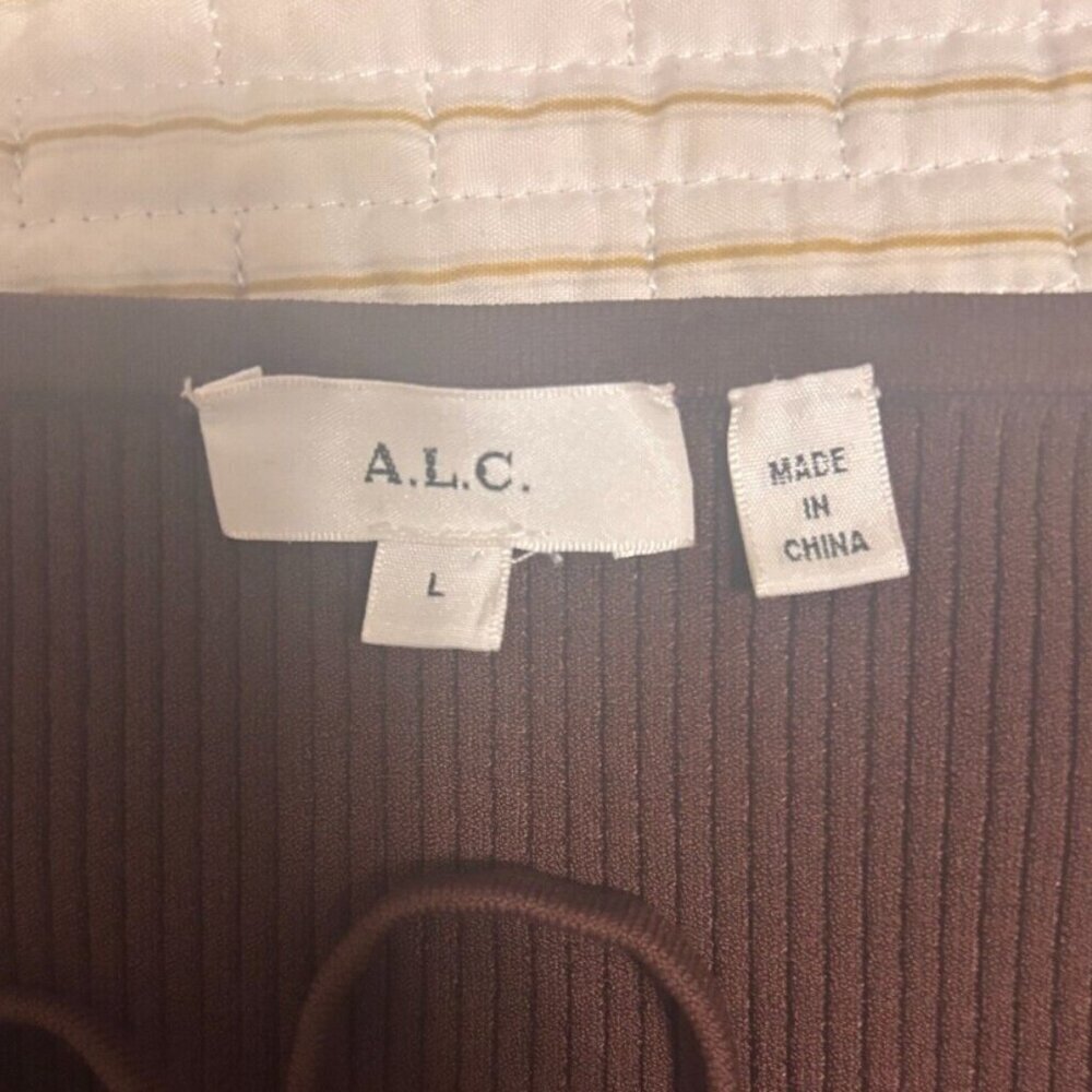 A.L.C. Alc Women's Brown "Annabelle" Ribbed Knit Long Sleeve Cutout Top L $375 - Picture 7 of 9